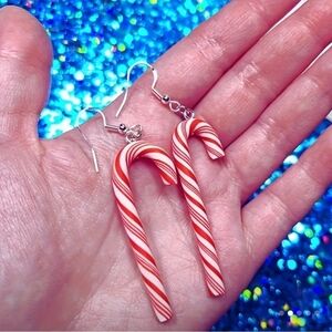 Polymer Clay Candy Cane Drop Earrings
